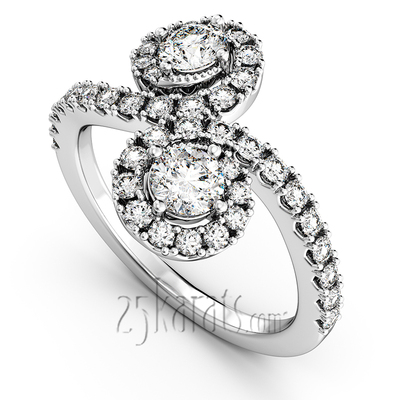 "You & Me" Two Stone Fish Tail Set Diamond Ring (1.00ct.tw)