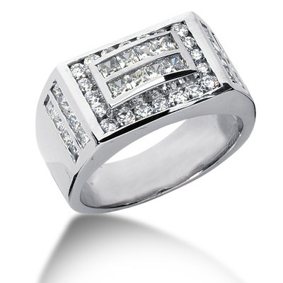 2.66 ct. Princess and Round Cut Diamond Man Ring