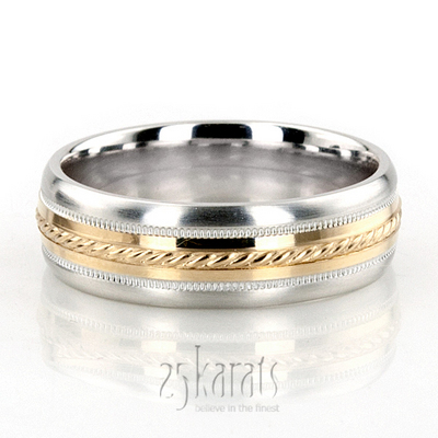 Sturdy Comfort Fit Diamond Carved Wedding Band 