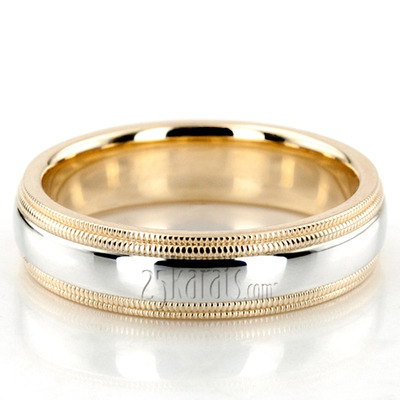 Double Milgrain Basic Design Wedding Band 