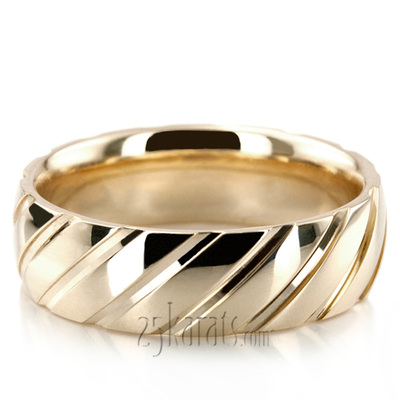 Diagonal Cut Basic Design Wedding Band 