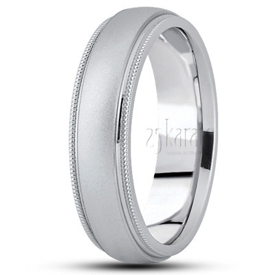 Milgrain Edge Sandblasted Basic Design Wedding Band 