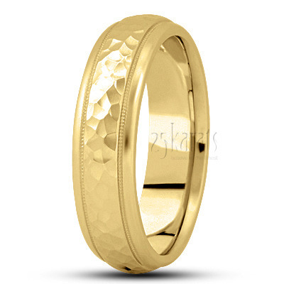 Hammer Finish Basic Carved Wedding Band 