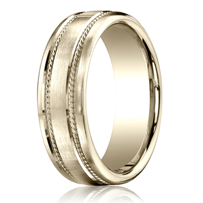 Benchmark 7.5mm Comfort-Fit Rope Carved Design Band