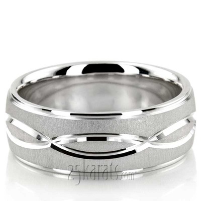 Exclusive Incised Cross-satin Wedding Band 