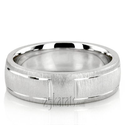 Incised Brush Finish Basic Carved Wedding Ring 