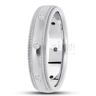 Double Milgrain Diamond Wedding Ring