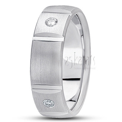 Vertical Cut Diamond Wedding Band 