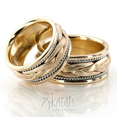 Hand Braided Wedding Band Set