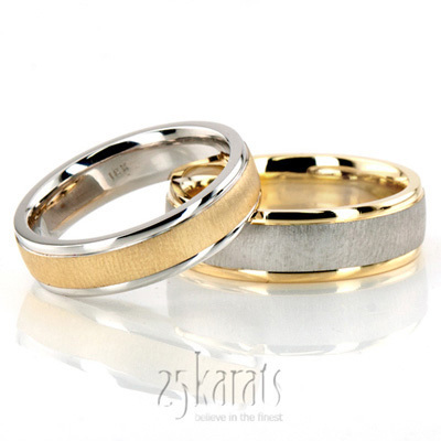 Brushed Basic Designer Wedding Band Set