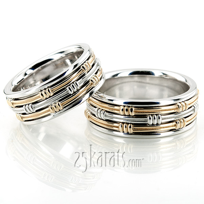 Elegant Modern Handcrafted Wedding Band Set