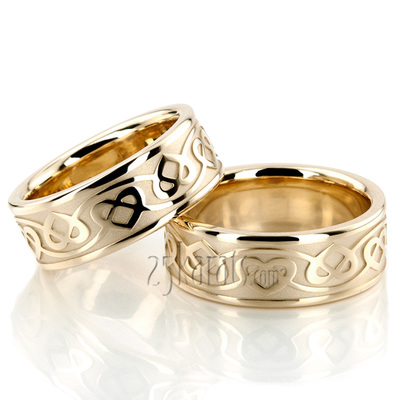 Celtic Heart Wedding Band Set