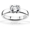 Half Bezel Set Solitaire Engagement Ring 