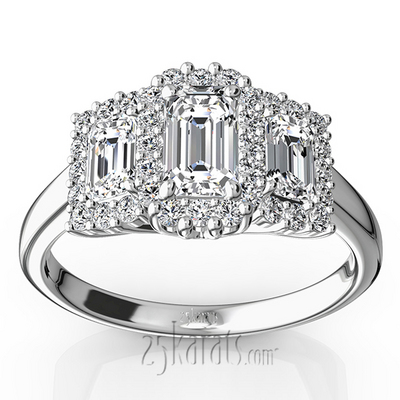 Past Present Future Halo Diamond Engagement Ring (1.10 ct. t.w.)