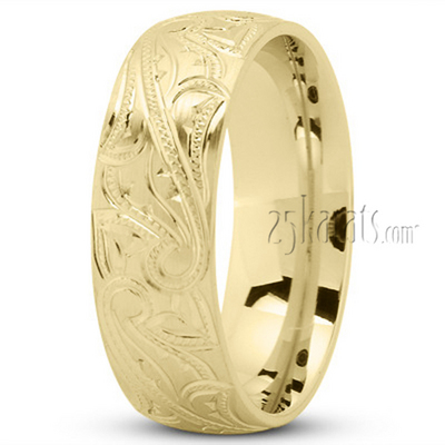 Chic Leaf Design Wedding Band