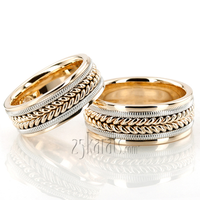 Attractive Beaded Hand Woven Wedding Band Set