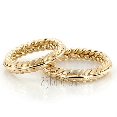 Double Braided Wedding Band Set