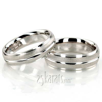 Fine Brush Finish Basic Designer Wedding Ring Set