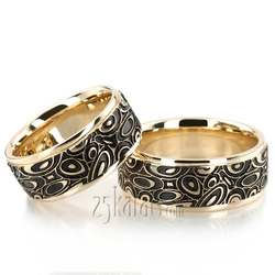 Marbling Pattern Designer Wedding Band Set