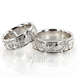 Floral Antique Handmade Wedding Ring Set