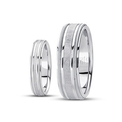 Bright Cut Milgrain Basic Design Wedding Band Set