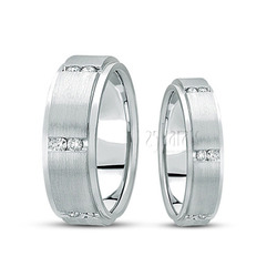 Step Edge Diamond Wedding Band Set