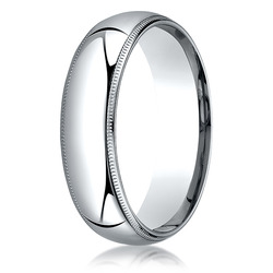 Benchmark Plain Dome Milgrain Comfort Fit Wedding Band