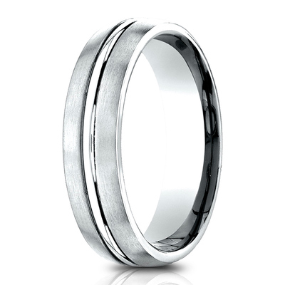 Light Comfort Satin-Finished with High Polished Center Cut Carved Design Band