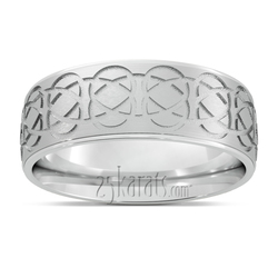 Circular Cut Fancy Carved Lightweight Wedding Band