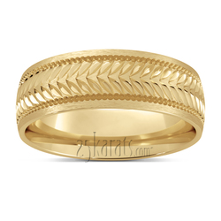 Fine Incised Diamond Cut Lightweight Wedding Band