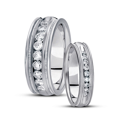 Channel Set Diamond Wedding Band Set