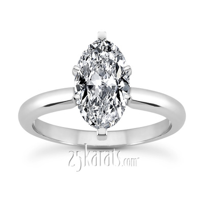 10 x 5 mm Moissanite Marquise Solitaire Engagement Ring