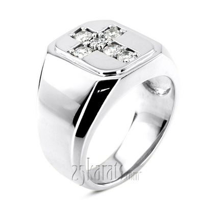 0.60 ct. Round Cut Cross Diamond Men Ring