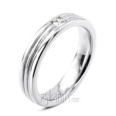 0.15 ct. Round Cut Solitaire Man Diamond Band