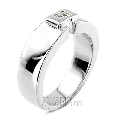 0.25 ct. Emerald Cut Bezel Set Diamond Men's Ring