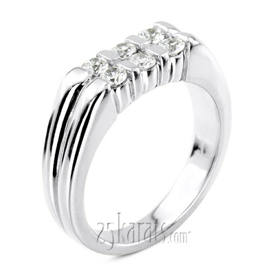 0.60 ct.  Round Cut Bar Set Men's Diamond Band