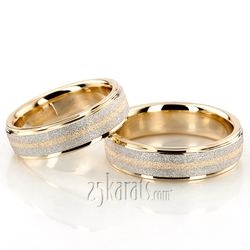 Stylish Stone Finish Basic Design Wedding Band Set