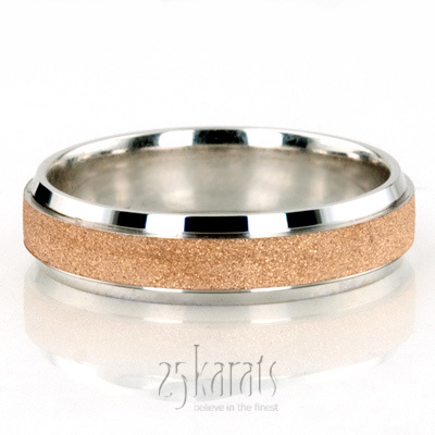 Beveled Edge Rose Stone Finish Wedding Band 