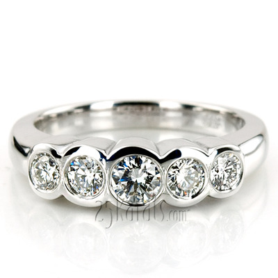 Bezel Set Five-Stone Diamond Wedding Band (0.74 ct.tw)