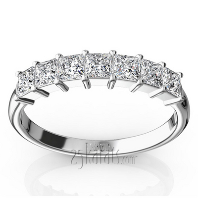 Classic 7-Stone Princess Cut Closed Basket Setting Anniversary Band (3/4 ct. t.w.)