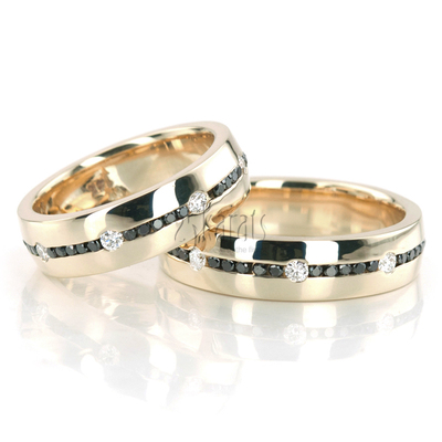 Black & White Diamond Wedding Band Set