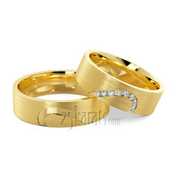 Matching Heart Design Lightweight Wedding Band Set