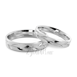 Leaf Design Fancy Carved Lightweight Wedding Band Set